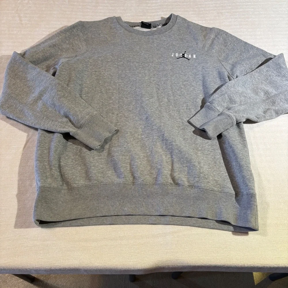 Jordan Mens Grey Striped Jumpman Crewneck Sweatshirt XL 634487-063